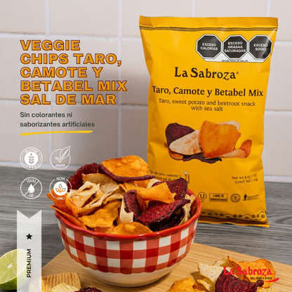 Veggie Chips Taro, Camote y Betabel Mix Sal de Mar