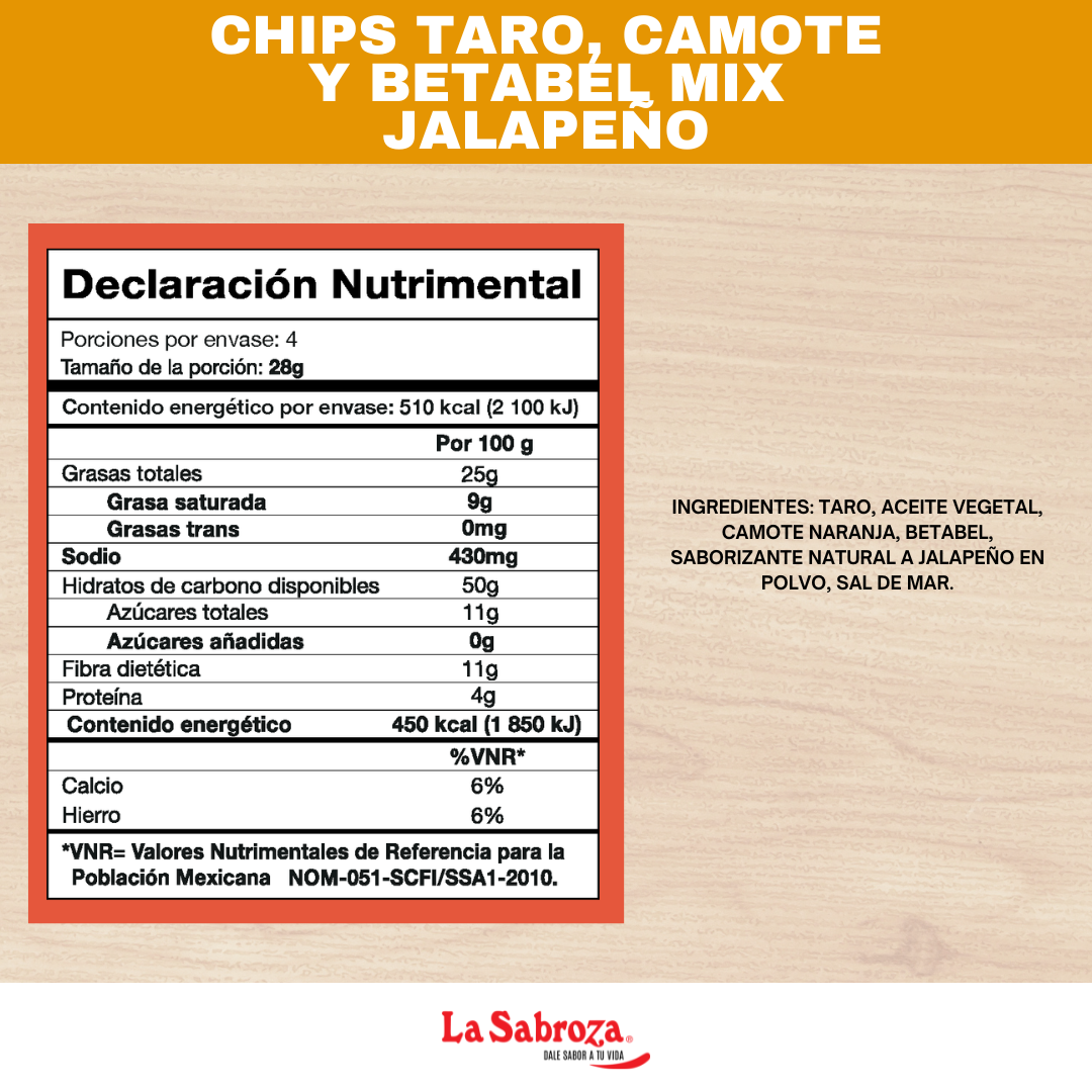 Veggie Chips Taro, Camote y Betabel Mix Jalapeño