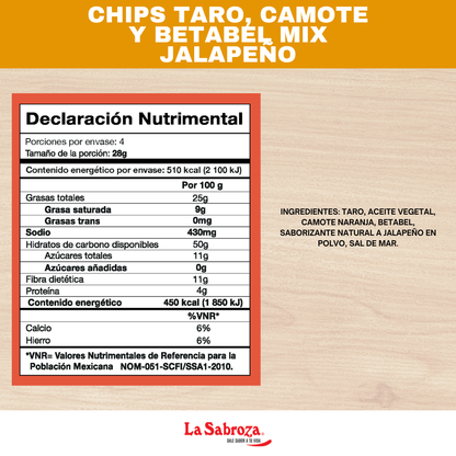 Veggie Chips Taro, Camote y Betabel Mix Jalapeño
